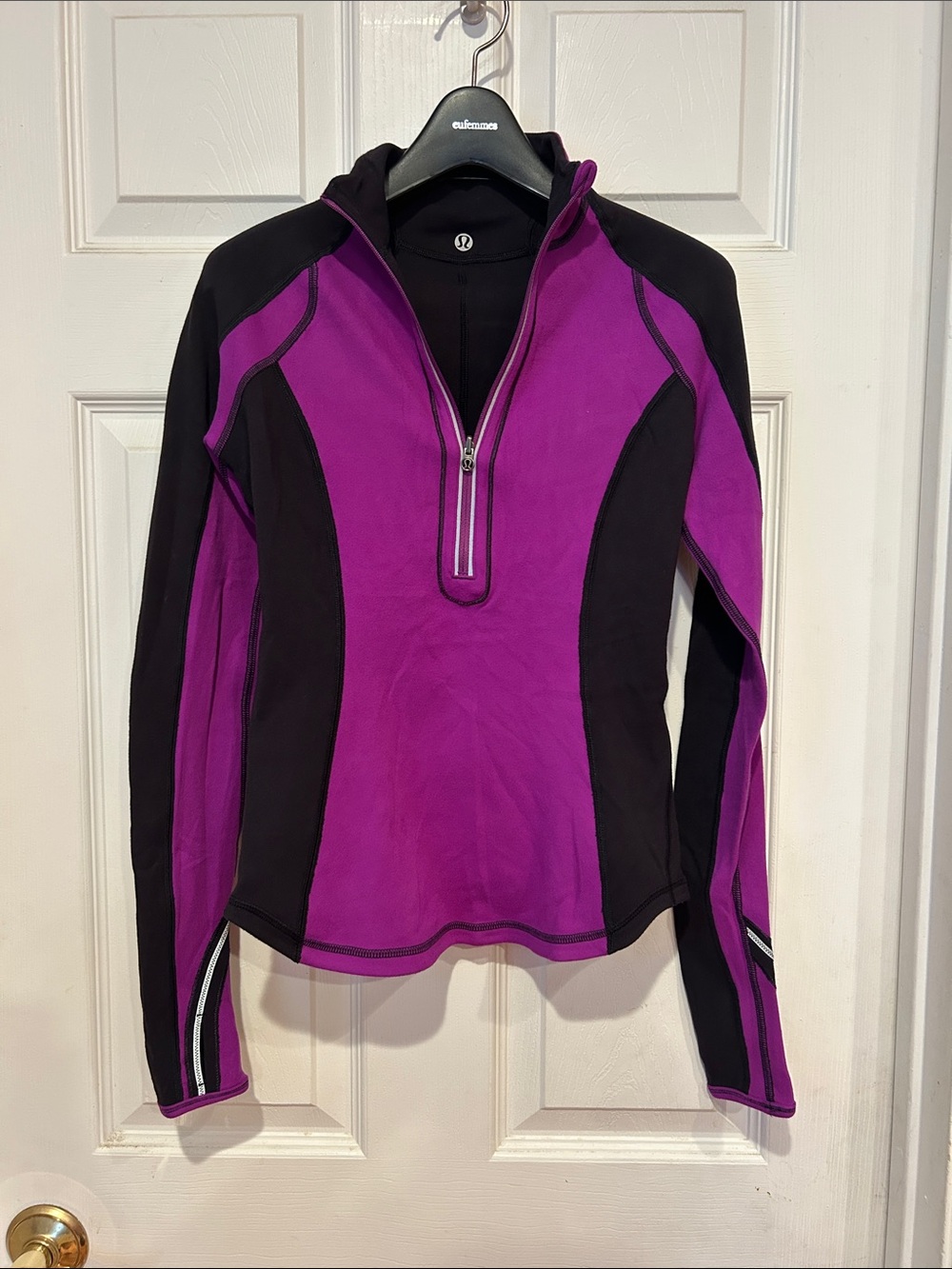 lululemon purple and black quarter-zip athletic pullover
